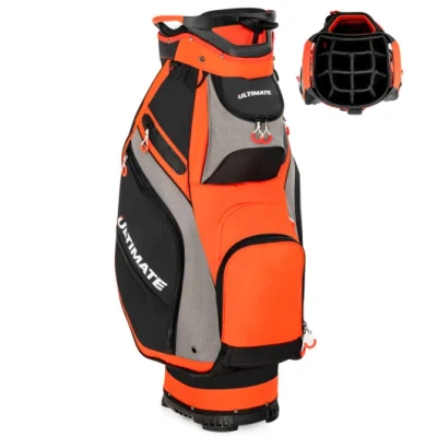 Costway 10.5 Inch Golf Stand Bag With 14 Way Dividers And 7 Zippered Pockets-orange