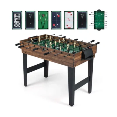 Costway 10-in-1 Combo Game Table Set 50inch Multi-game Table With Foosball-brown