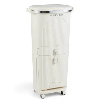 Costway 11 Gallon Kitchen Trash Can With Lid, 2 Removable Buckets, Drawer, Step Pedal In White