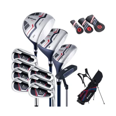 Costway 11 Pieces Complete Golf Club Package Set-blue In Silver
