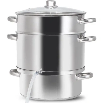 Costway 11-quart Stainless Steel Pan Fruit Juicer Steamer In Gray