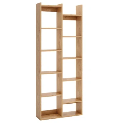 Costway 11-tier Modern Book Organizer Bookcase With Anti-tipping Kits-natural In Multi