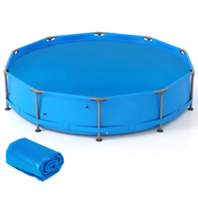 Costway 12 Feet Round Solar Pool Cover 12 Mil For In-ground Above-ground Swimming Pools In Blue