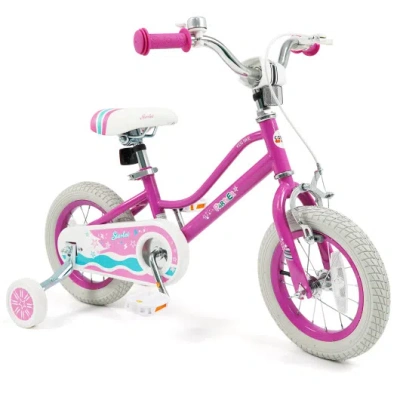 Costway 12 Inch Kids Bike For Aged 3-8 Years Old With Adjustable Handlebar Pink- Starlight Wave In Multi