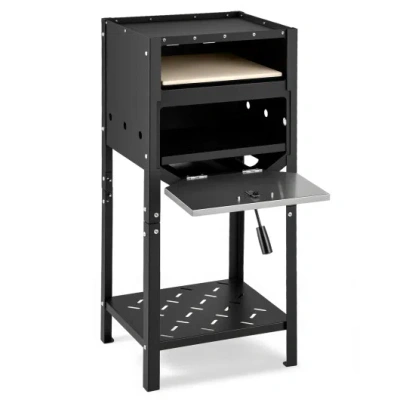 Costway 12 Inch Outdoor Pizza Oven With Ash Tray And Wood Storage-black