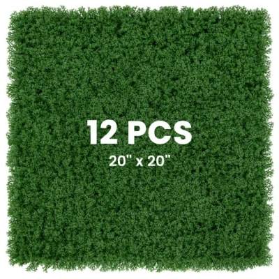 Costway 12 Pieces 20 X 20 Inches Artificial Grass Wall Panels For Garden Yard Balcony-green