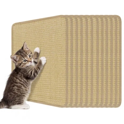Costway 12 Pieces Cat Scratcher Mat Set 16 X 12 Inch Natural Sisal Pads In Multi
