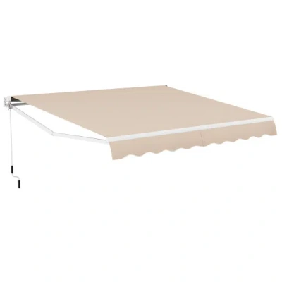 Costway 12 X 10 Feet Patio Retractable Awning Aluminum Sunshade Shelter-beige In Pink