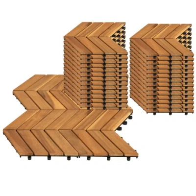 Costway 12 X 12 Inch 30 Pieces Acacia Wood Interlocking Deck Tiles- Natural In Brown