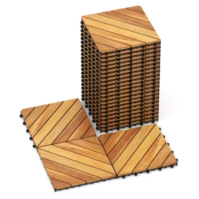 Costway 12 X 12 Inch 48 Pieces Acacia Wood Interlocking Deck Tiles With Waterproof Design-natural In Multi