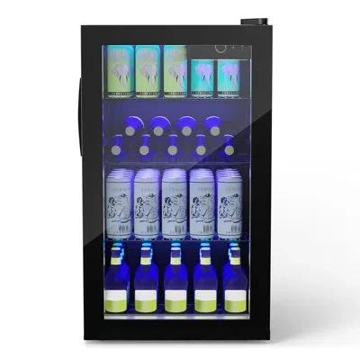Costway 120 Cans (12 Oz.) Black 3.2 Cu. Ft. Beverage Refrigerator