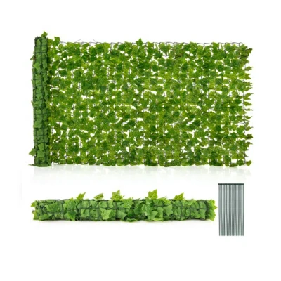 Costway 120 X 40 Inch Artificial Ivy Privacy Fence Faux Ivy Vines Covering In Green