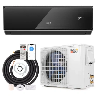 Costway 12000 Btu 22 Seer2 208-230v Wifi Enabled Mini Split Air Conditioner And Heater Black In Multi
