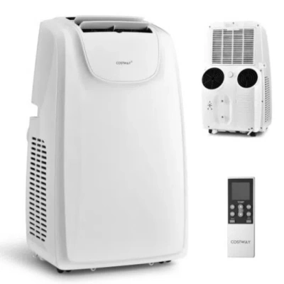 Costway 12000 Btu Dual Hose Portable Air Conditioner With Remote Control-white In Multi