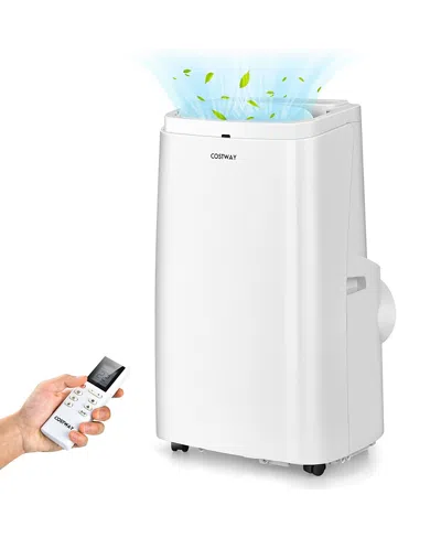Costway 12000btu Portable Air Conditioner 3-in-1 Air Cooler Fan Dehumidifier W/ Remote In White
