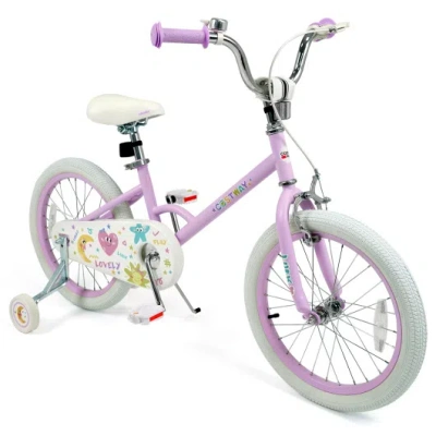 Costway 12/14/16/18 Inch Kids Bike Adjustable For 3-8 Years Old Children Purple - Stars & Moon-18 Inches In Multi