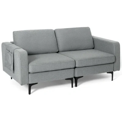 Costway 1/2/3/4-seat Convertible Sectional Sofa With Reversible Ottoman-2-seat In Gray