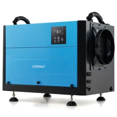Costway 124 Pint Crawl Space Dehumidifier With 3 Modes And 24h Timer-blue