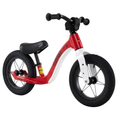 Costway 12-inch Balance Bike With Adjustable Seat And Rotatable Handlebar For Over 36 Months Old-red In Multi