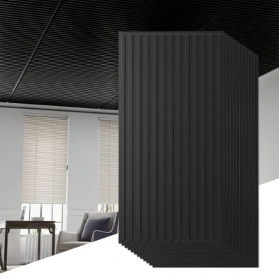 Costway 12-pack Pvc Slat Wall Panels For Interior Wall Decoration For Living Room And Tv Background-black