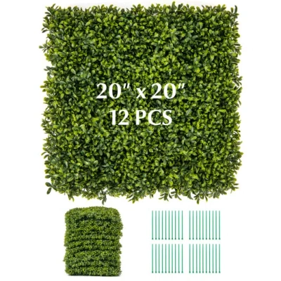 Costway 12-pieces 20 Inch X 20 Inch Artificial Hedge Boxwood Panels In Green