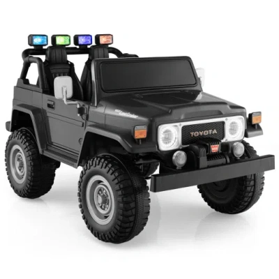 Costway 12v 2-seat Licensed Kids Ride On Toyota Fj40 Car With 2.4g Remote Control-black In Multi