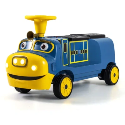 Costway 12v 2-seater Kids Ride On Train With Height Adjustable Seat And Music Licensed Chuggington-blue