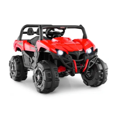 Costway 12v Battery Powered Electric Vehicle With Remote Control And 3 Speeds-red In Animal Print