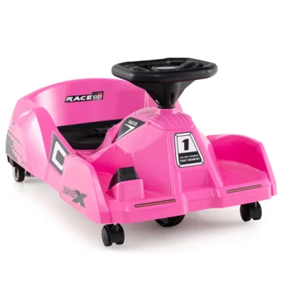 Costway 12v Electric Cleaning Go Kart With Detachable Mop And Remote Control-pink