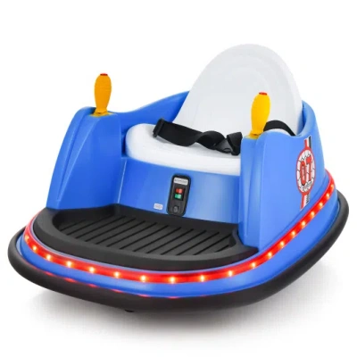Costway 12v Electric Kids Ride On Bumper Car With Flashing Lights For Toddlers-blue