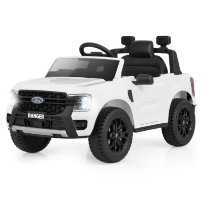 Costway 12v Electric Kids Ride On Car Licensed Ford Ranger With Remote Control And Music-white In Multi