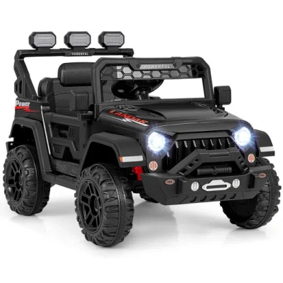 Costway 12v Electric Kids Ride On Truck With Remote Control And Music-black
