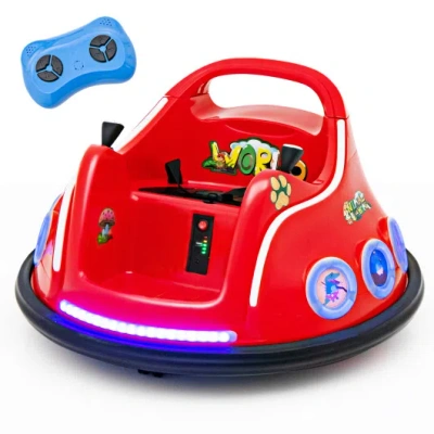 Costway 12v Electric Ride On Car With Remote Control And Flashing Led Lights-red