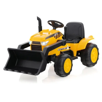 Costway 12v Kid's Ride On Excavator With Adjustable Digging Bucket-yellow In Black