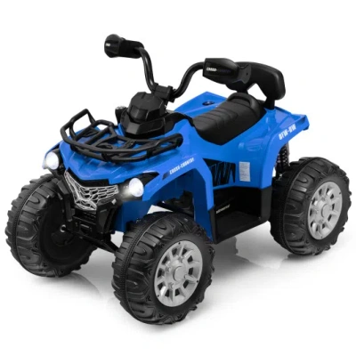 Costway 12v Kids Ride On Atv 4 Wheeler With Mp3 And Headlights-blue In Multi
