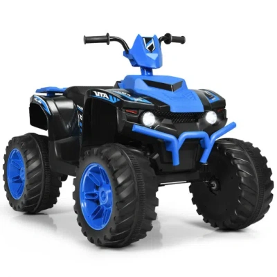 Costway 12v Kids Ride On Atv With Led Lights And Treaded Tires And Led Lights-navy In Blue