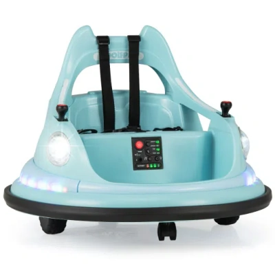 Costway 12v Kids Ride On Bumper Car With Remote Control And Dual Joysticks-blue