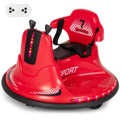 Costway 12v Kids Ride On Bumper Car With Remote Control Lights And Music-red