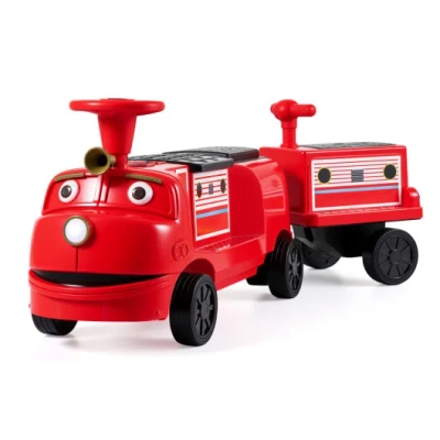 Costway 12v Kids Ride On Train 3-seater With Detachable Carriage Licensed Chuggington-red