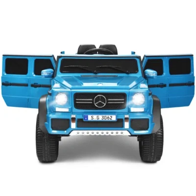 Costway 12v Licensed Mercedes-benz Kids Ride On Car-navy In Blue