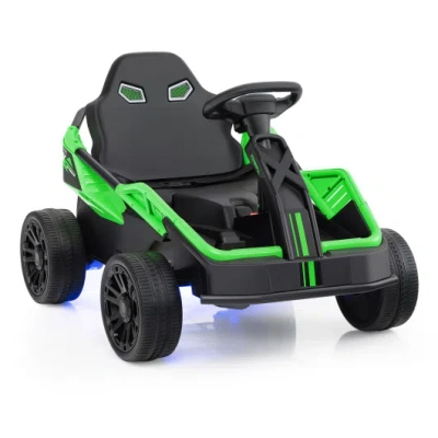 Costway 12v Ride On Car Electric Utv With Remote And Music For Big Kids-green In Black