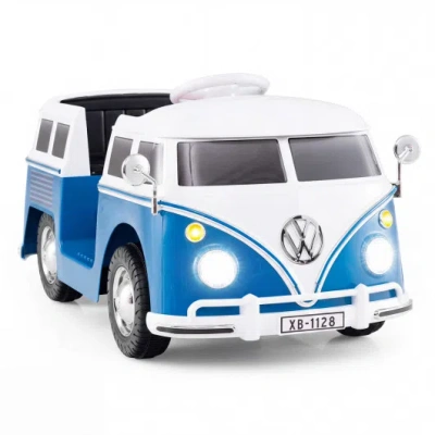 Costway 12v Ride On Car Licensed Volkswagen Ride-on Bus With Cup Holder And Led Headlights For 3+ Years Old- In Blue