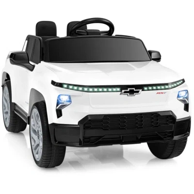 Costway 12v Ride On Car Truck Licensed Chevrolet With Remote Control Gift For 3+-white In Multi
