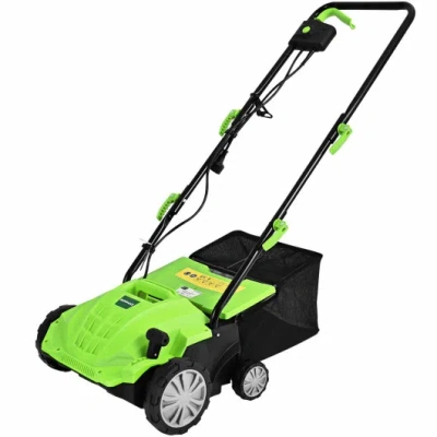 Costway 13 Inch 12 Amp Electric Scarifier With Collection Bag And Removable Blades-green