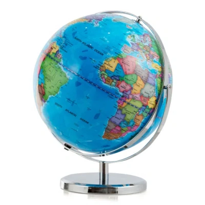 Costway 13 Inch Illuminated World Globe 720° Rotating Map With Led Light In Blue