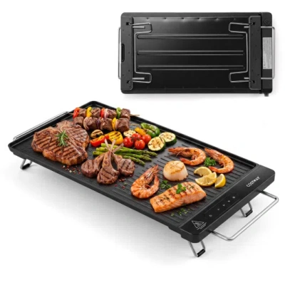 Costway 1300w Indoor Electric Grill With Removable Touch Panel-black In Multi