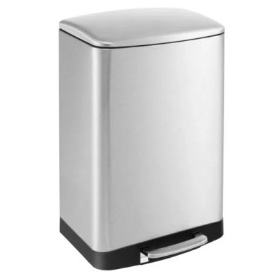 Costway 13.2 Gal Stainless Steel Trash Can With Lock Device-sliver In Silver