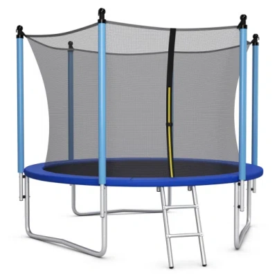 Costway 14 Feet Jumping Exercise Recreational Bounce Trampoline With Safety Net In Gray