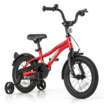 Costway 14 Inch Kids Bike Adjustable Bicycle With Reflectors And Bell For 3-5 Years Old In Black