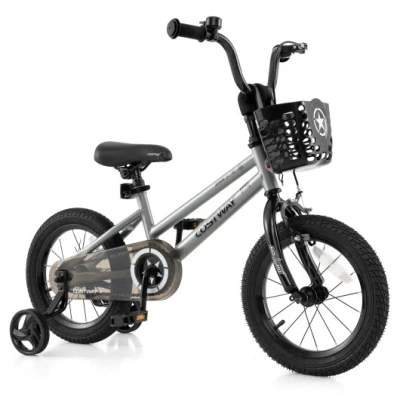 Costway 14 Inch Kids Bike Adjustable With Transparent Chain Cover For 4-5 Years Old In Black